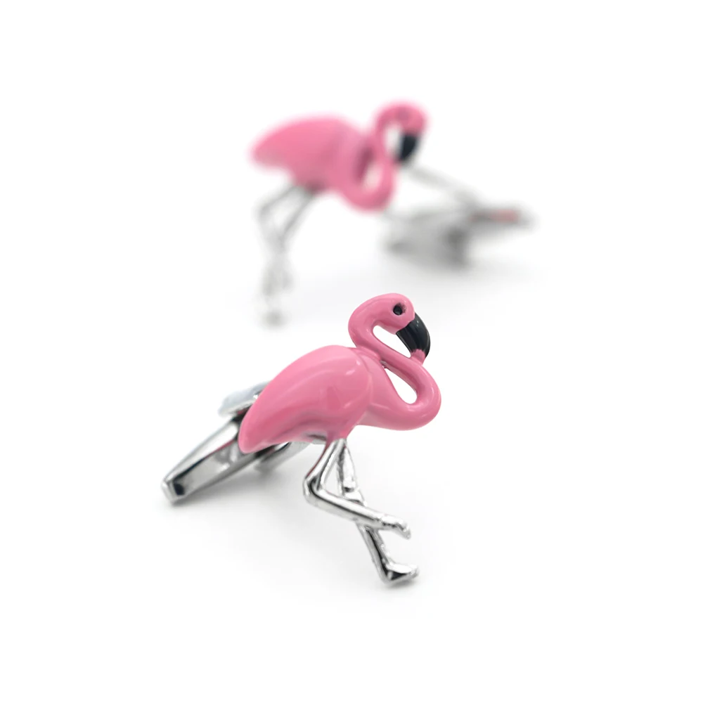 Flamingo abotoaduras masculino, abotoaduras de cobre, cor rosa, clássico, design do telefone, atacado, varejo, qualidade