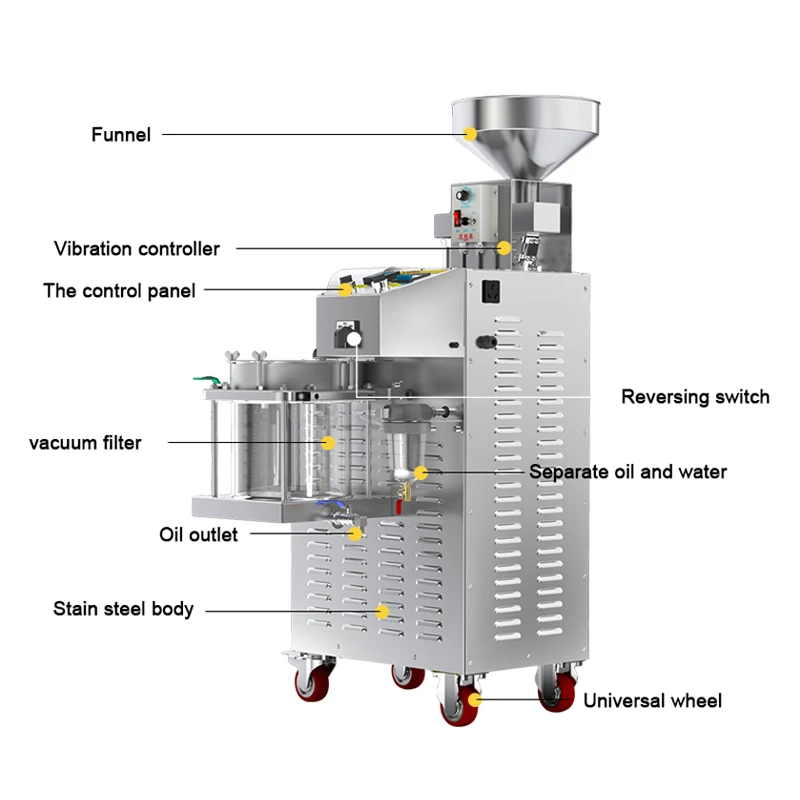 GOOPIKK Electric Oil Press Machine 3650 W Stainless Steel Oil Extractor Machine Adjustable Temperature Hot Press Oil Expeller