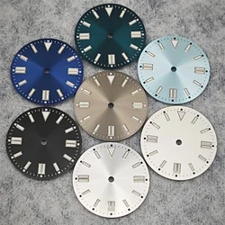 28,5 mm wijzerplaat Sunray textuur wijzerplaat dubbele strips nagels groene lichtgevende wijzerplaat voor NH35/8215/2813/2836 bewegingen