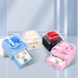 Romantic Rose Flower Drawer Box Valentine's Day Jewelry Gift Packaging Ring Necklace Storage Box Wedding Birthday Party Supplies