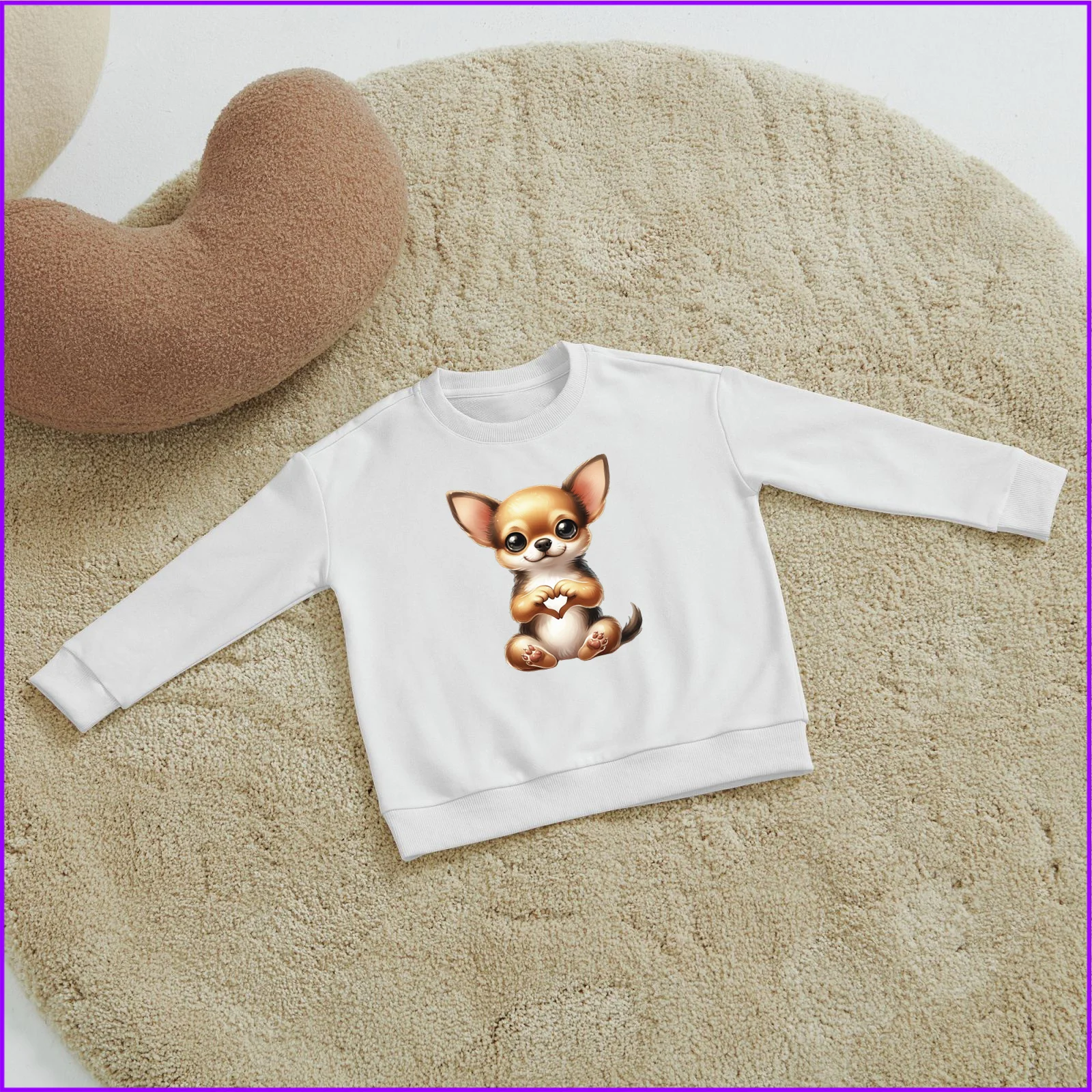 Chihuahua Cartoon Cute Dog Giving Heart Animal Sja596 Kids Boys Girls Hoodies Sweatshirts Nightmare Wednesday Outerwear Sweaters