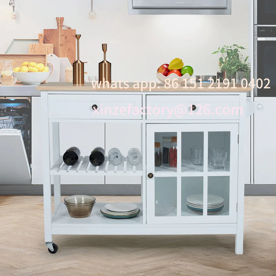 

Customizable New custom 42 inch removable kitchen island microwave cabinet trolley