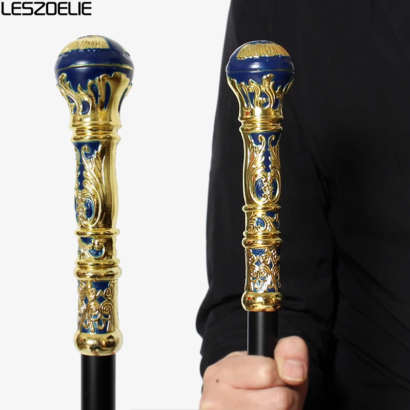 92cm Luxury Blue & Gold Elegant Fashion Walking Stick with Round Handle Detachable Vintage Style Man And Women Walking Cane