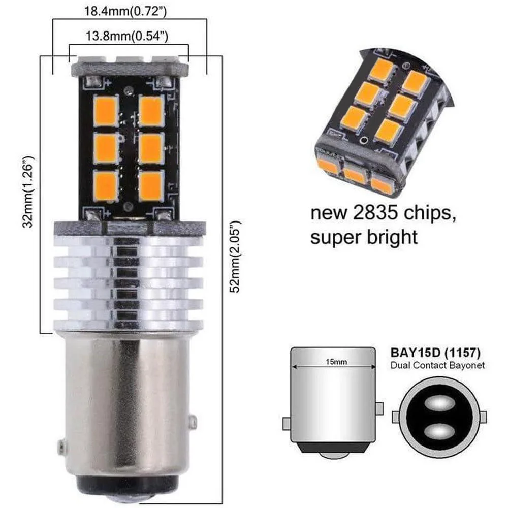 12V DC Taillight Rear Brake Lamp Bulb Fit for various car models using 1157 sockets. view 2