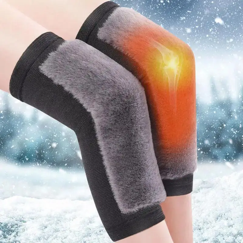 Joelheira de pelúcia de inverno joelheiras térmicas para idosos mulheres homens joelheiras elásticas mangas de perna para esqui ciclismo acampamento correndo