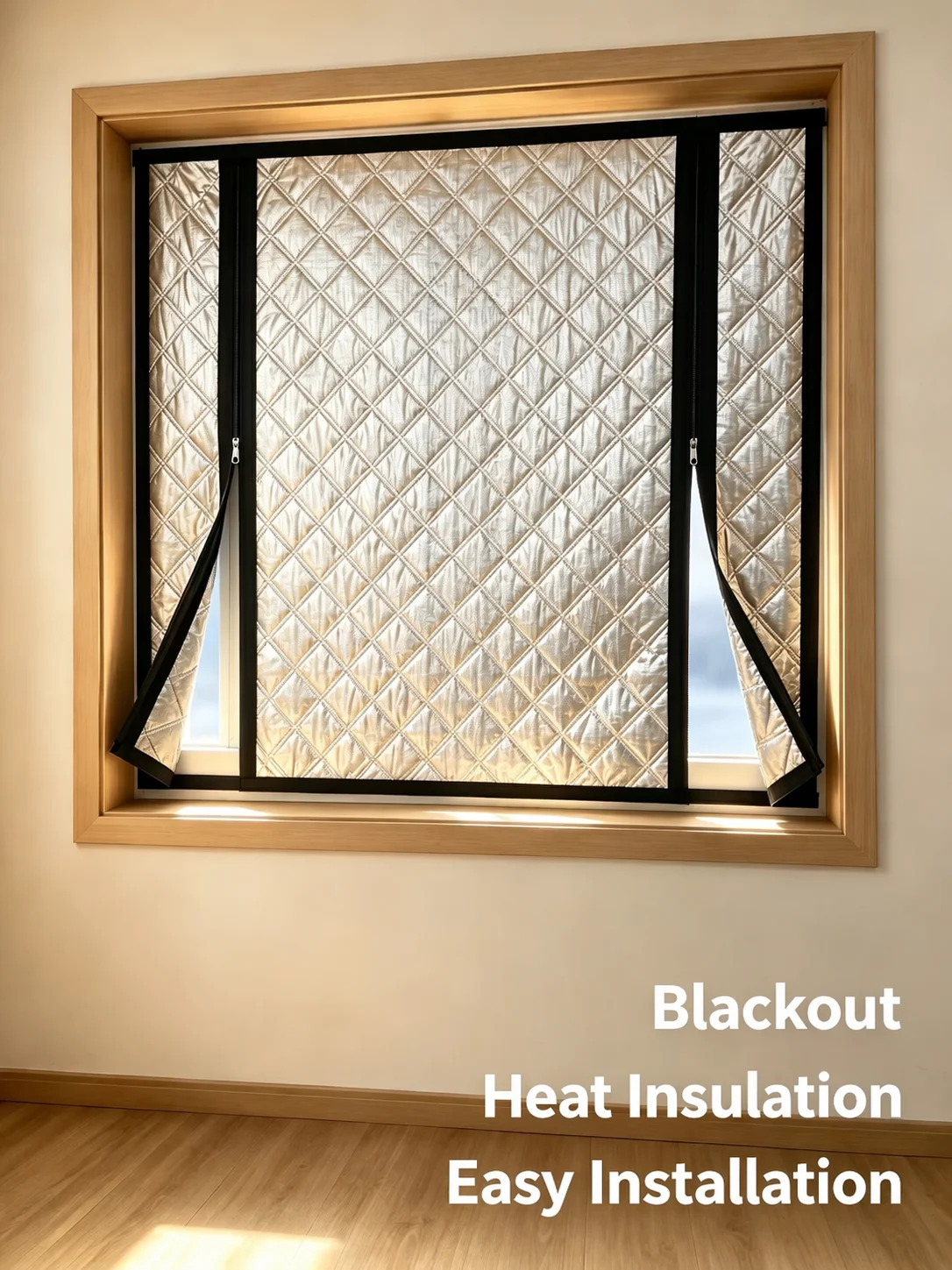 Winter new thick cotton windproof and warm curtains, home bedroom partition warm curtains, no punching self-adhesive, black doub