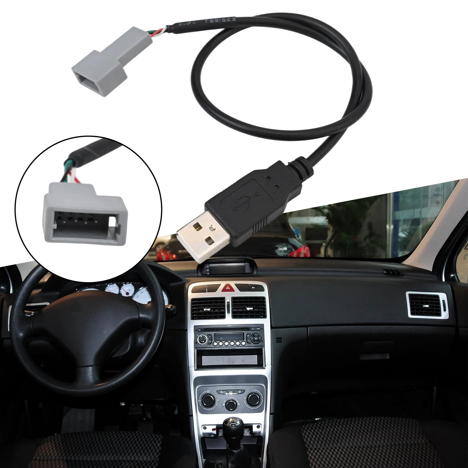 20CM Car USB Connector Female To Male Usb Connector Easy Installation Reliable Connection ABS Material For 307