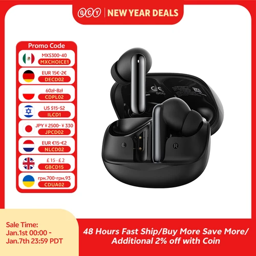 QCY Melobuds N50 ANC Auriculares inalámbricos Bluetooth 5.4 Cancelación activa de ruido 6 micrófonos Auriculares con llamadas claras Conexión multipunto