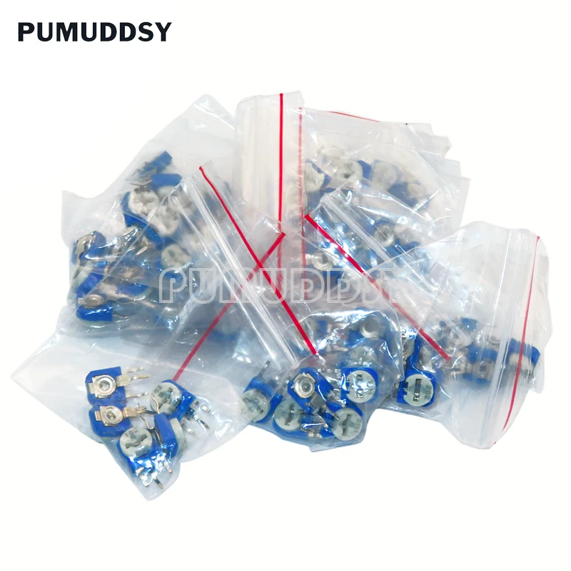 65PCS RM063 trimmer potentiometer adjustable resistor kit 500r 1k 5k 10k 20k 50k 100k 200k 500k 1m rm-063 variable resistors