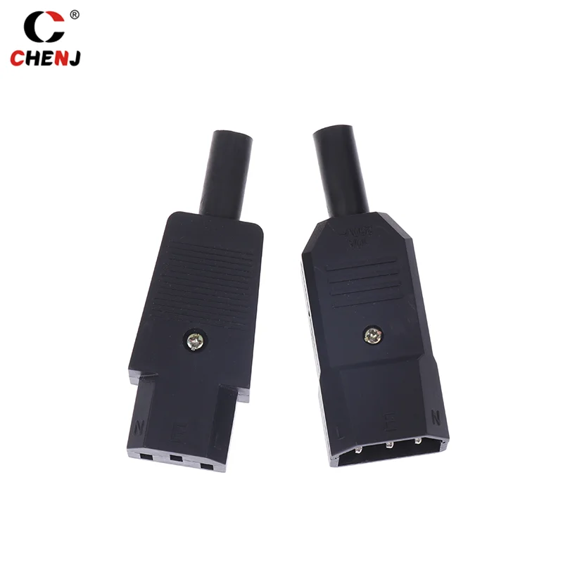 16A 250V Black IEC Straight Cable Plug Connector C13 C14 Female Male Plug Rewirable Power Connector 3 Pin AC Socket