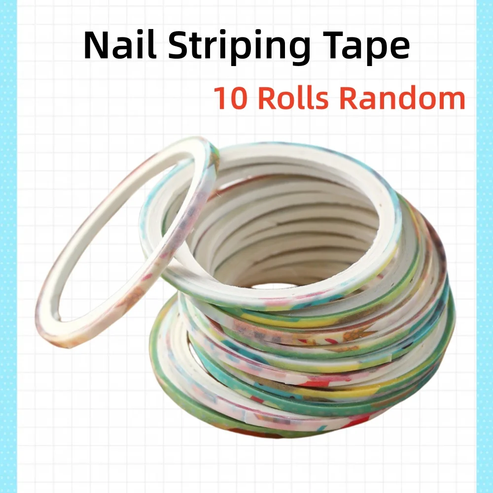10 Rolls Nail Striping Tape Set – Grid Line Nail Art Masking Tape, Easy Tear No Residue Adhesive, Precision Nail Design Tool