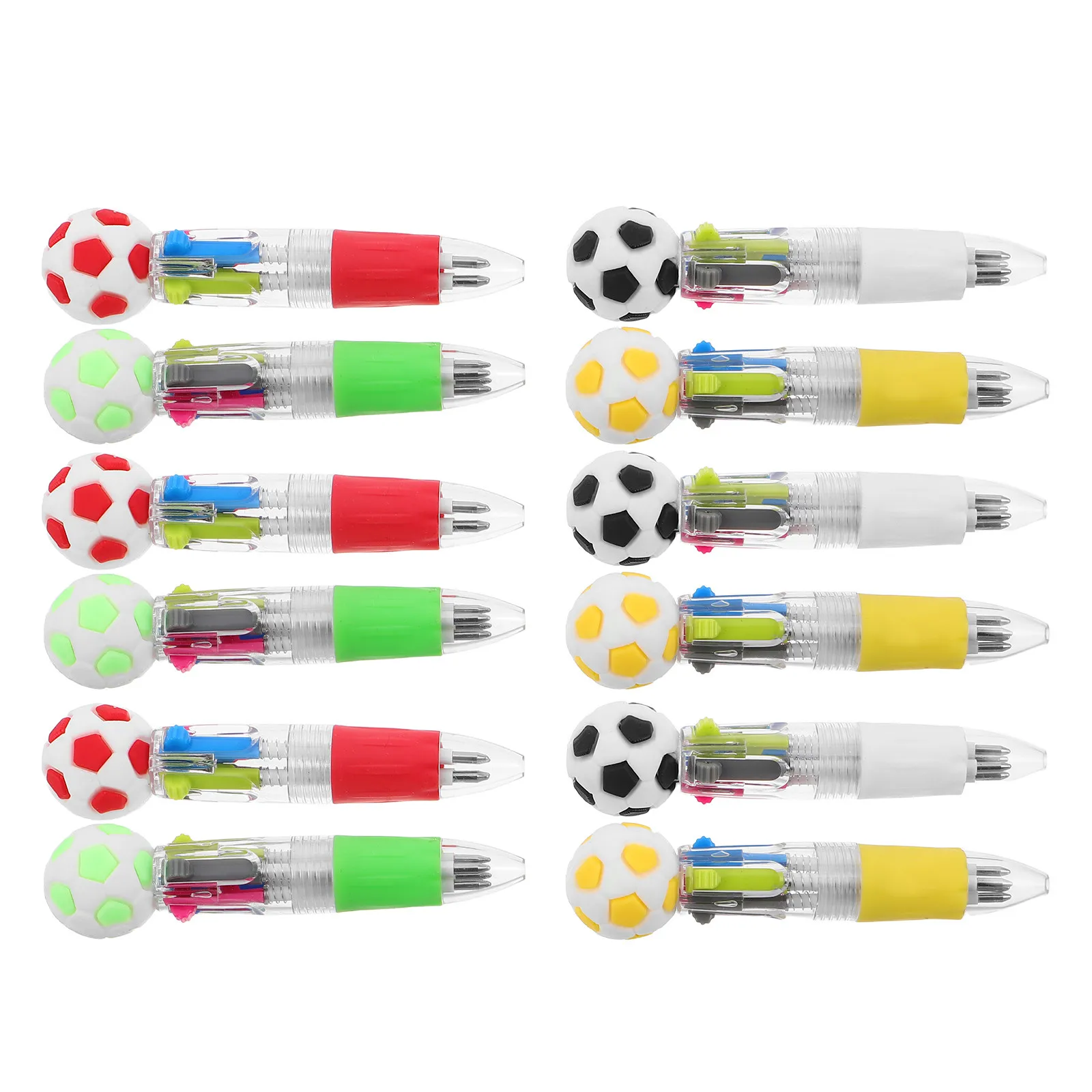 

12Pcs Sports Football Ballpoint Pens 4 Colors Multicolor Ink Retractable Click Pens Soccer Themed Party Favors Classroom Rewards