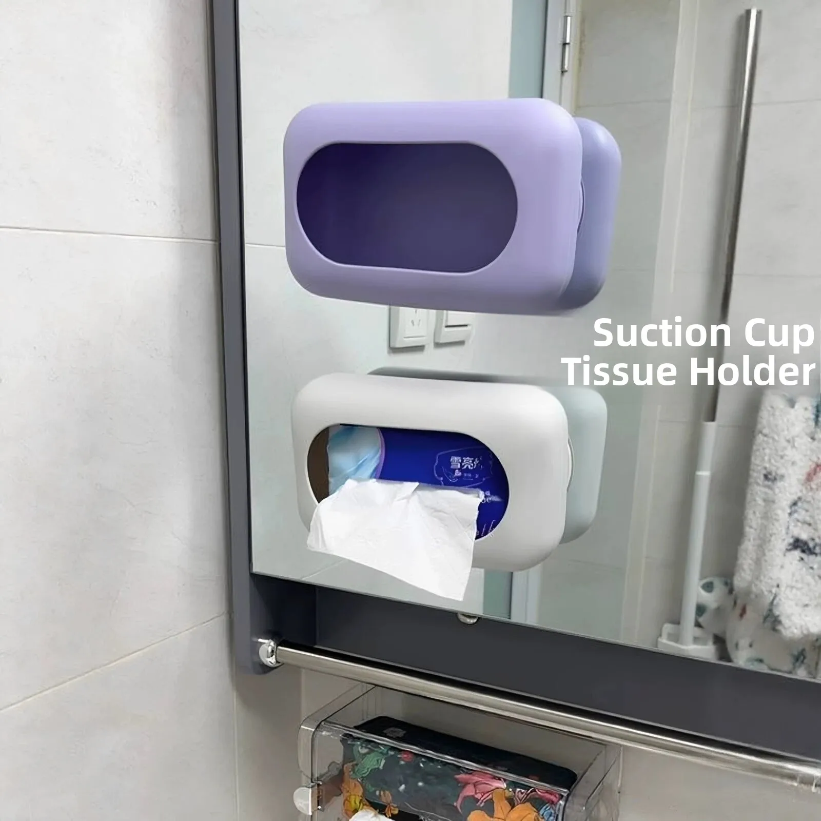 吸盤式壁掛けタオルホルダー-シリコン製キッチン-バスルーム-トイレットペーパーボックス-穴あけ不要収納ラック