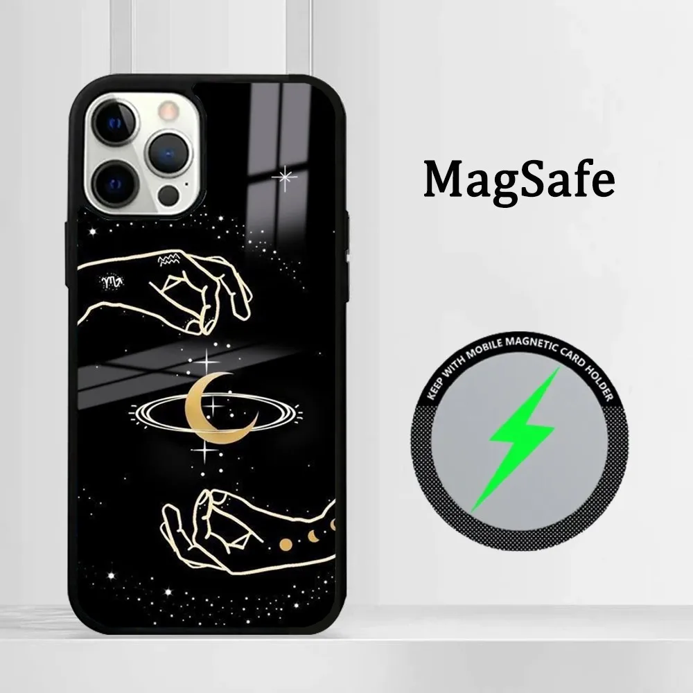 Art C-Celestial H-Hands Art Print Phone Case Magsafe Phone Case For iPhone16 15 14 13 12 11 Pro Max Plus Mini Shockproof Mirror