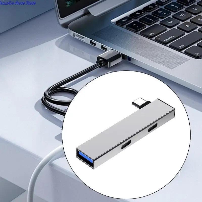 D0UA 휴대용 USB C Hub Type C ~ 2Type C USB 스플리터를 광범위하게 사용하고 플러그 및 재생