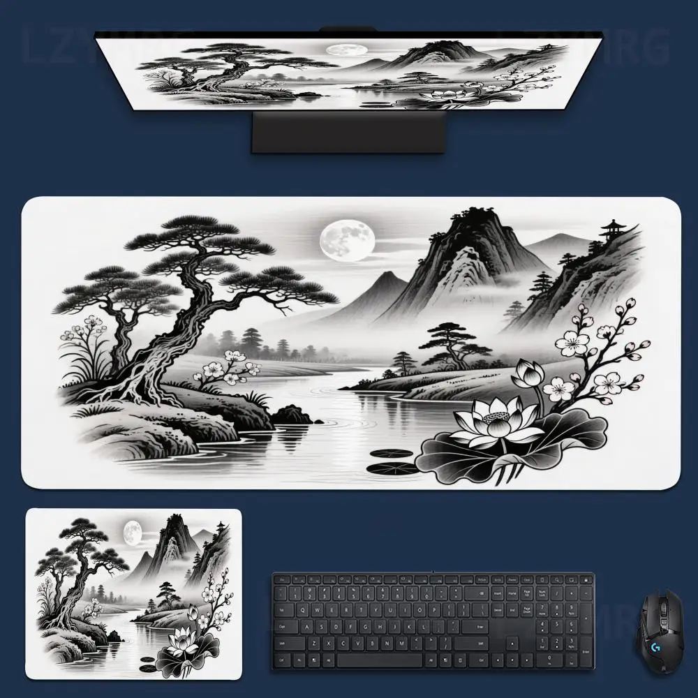 

Landscape painting mouse pad large computer office gaming desk pad XXL rubber anti-slip gaming keyboard mouse pad long desk pad