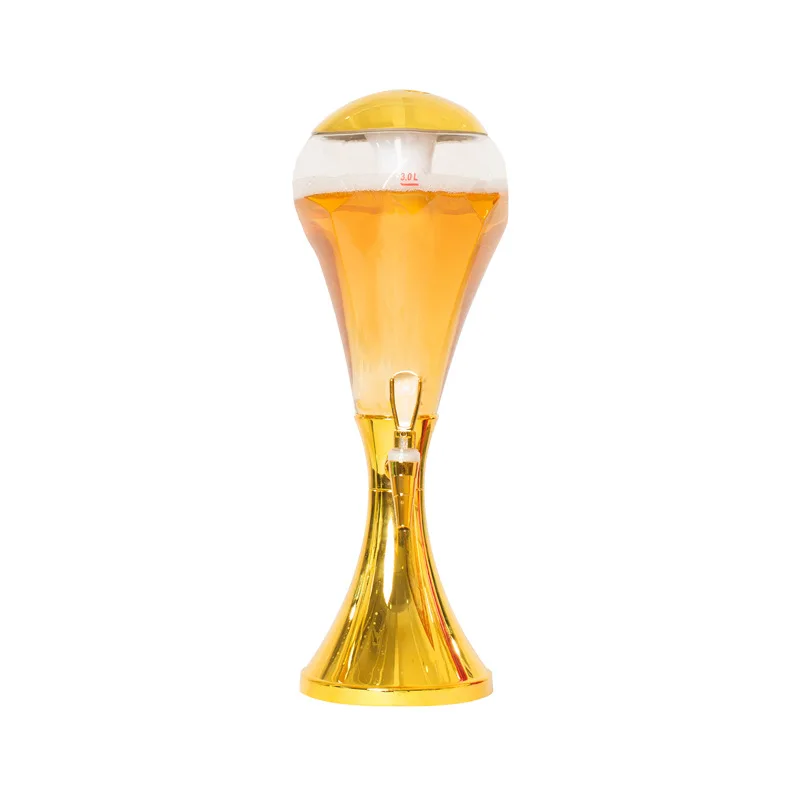 Ball Shape Beer Tower Dispenser with LED Light Ice Tube, Football Game, Colorful Bar, 3 Liters