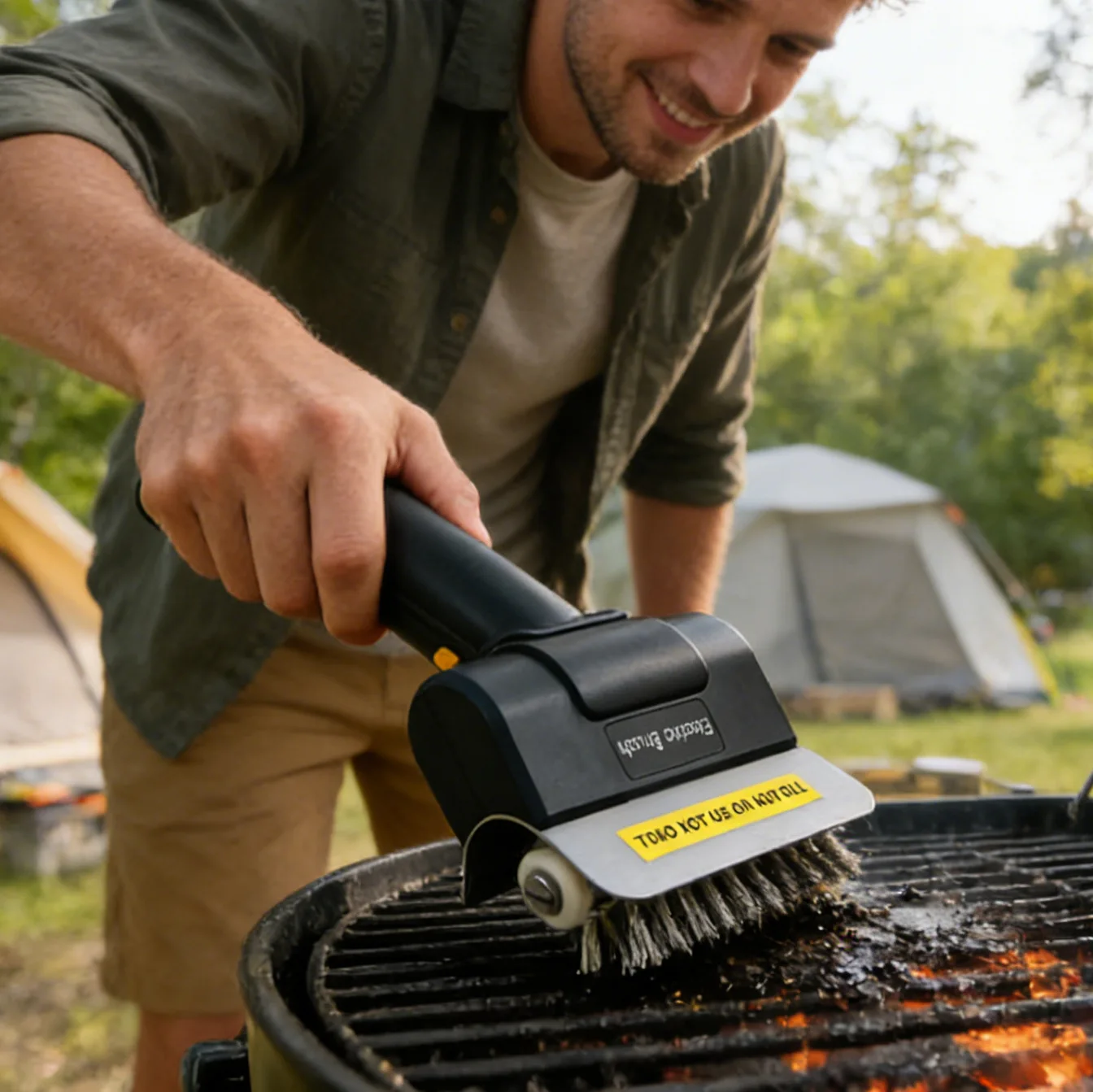 Rechargeable Electric BBQ Cleaning Brush Portable Handheld Roller Brush for Outdoor Camping Grill Rack