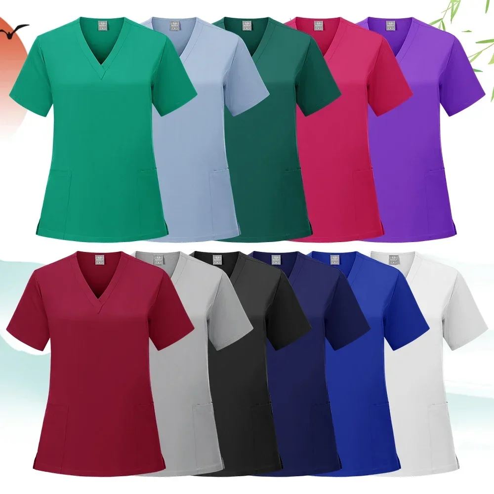 Medical Nurse Beauty Salon Workwear Clinical Scrubs Top + Pant Spa Doctor Nursing Tunic Suit Surgical Uniforms Woman Scrub Set