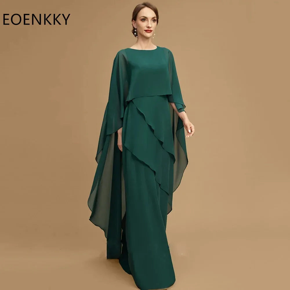 

Elegant Mother of the Bride Dress Round Neck Chiffon Layered A-Line Long Evening Dresses 2024 Women Party Dress Customized