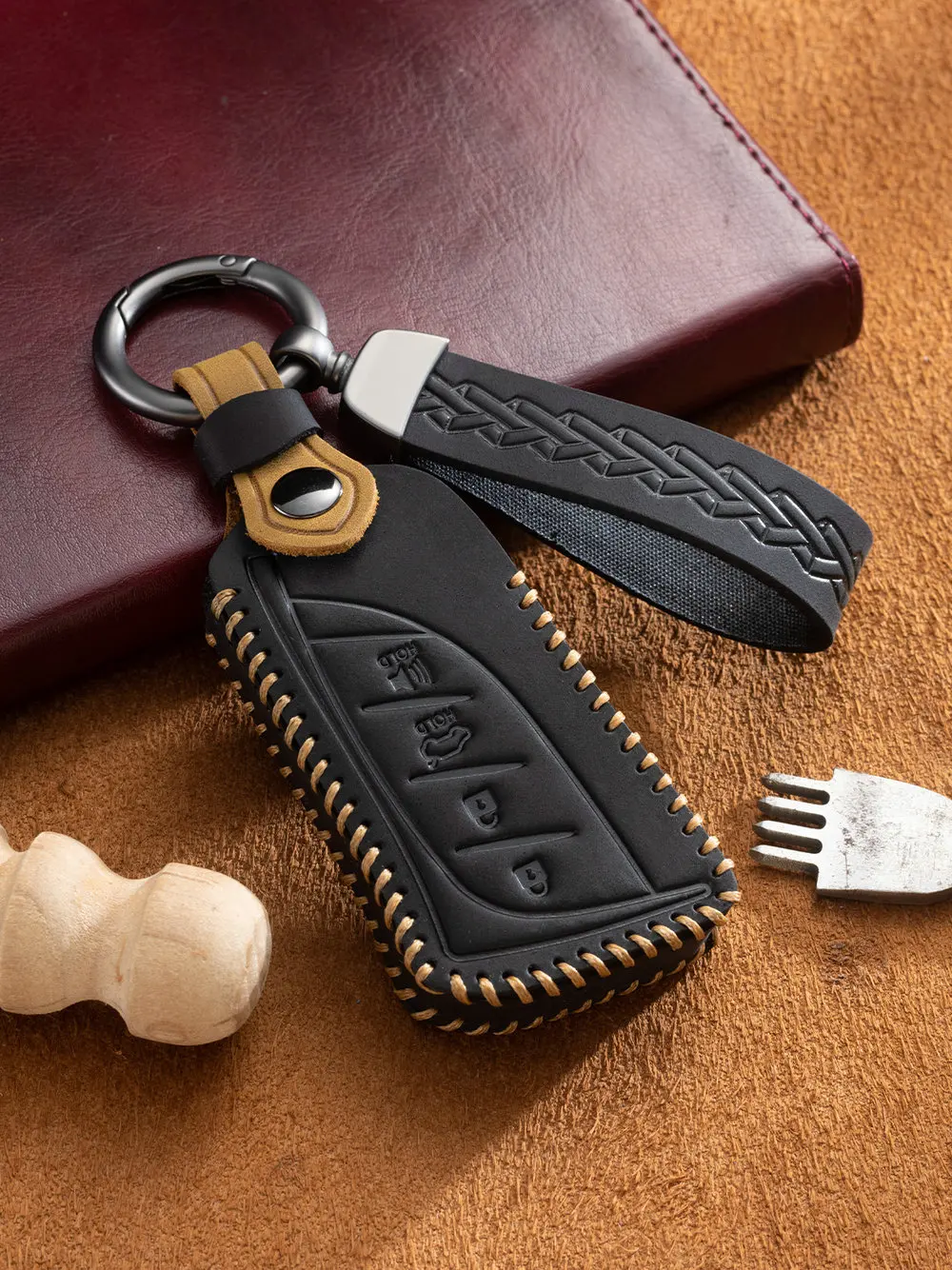 Car Key Fob Case Leather Key Cover Keychain Smart Remote Protector for Lexus ES350 ES300h UX200 UX250h LS500 LC500 GX460 RX350h