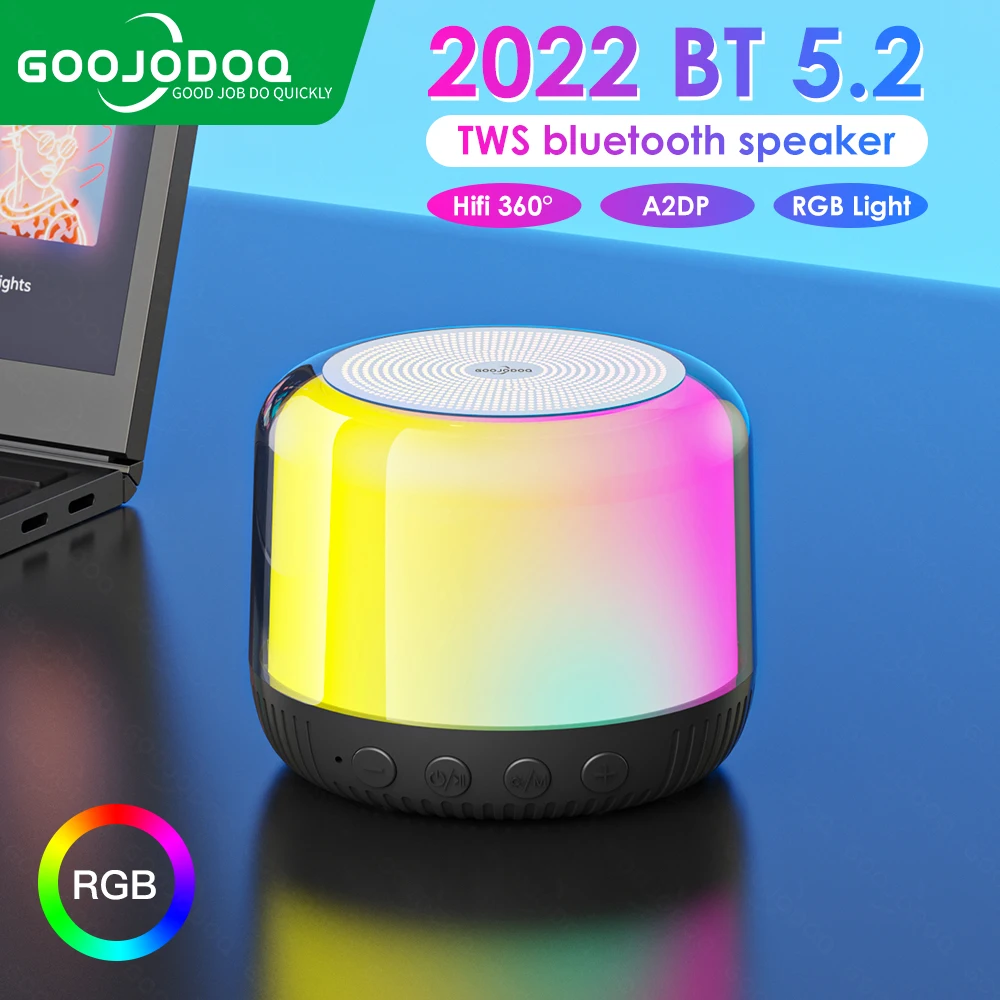 GOOJODOQ Wireless Bluetooth speaker Portable Mini subwoofer stereo speaker Seven color variations, 360 degree stereo