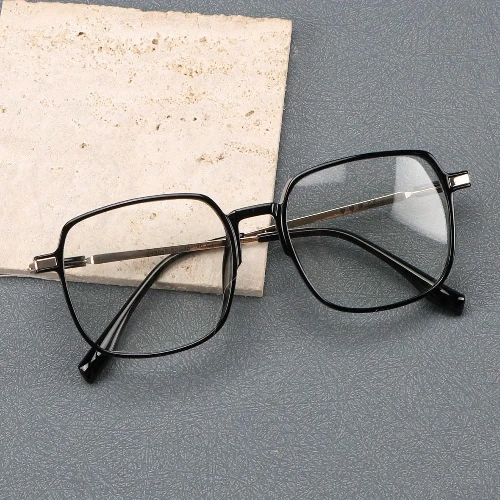 

New Fashionable Anti-Blue Light Flat Lens Glasses Large Frame Unisex Black Rimmed Reading Glasses