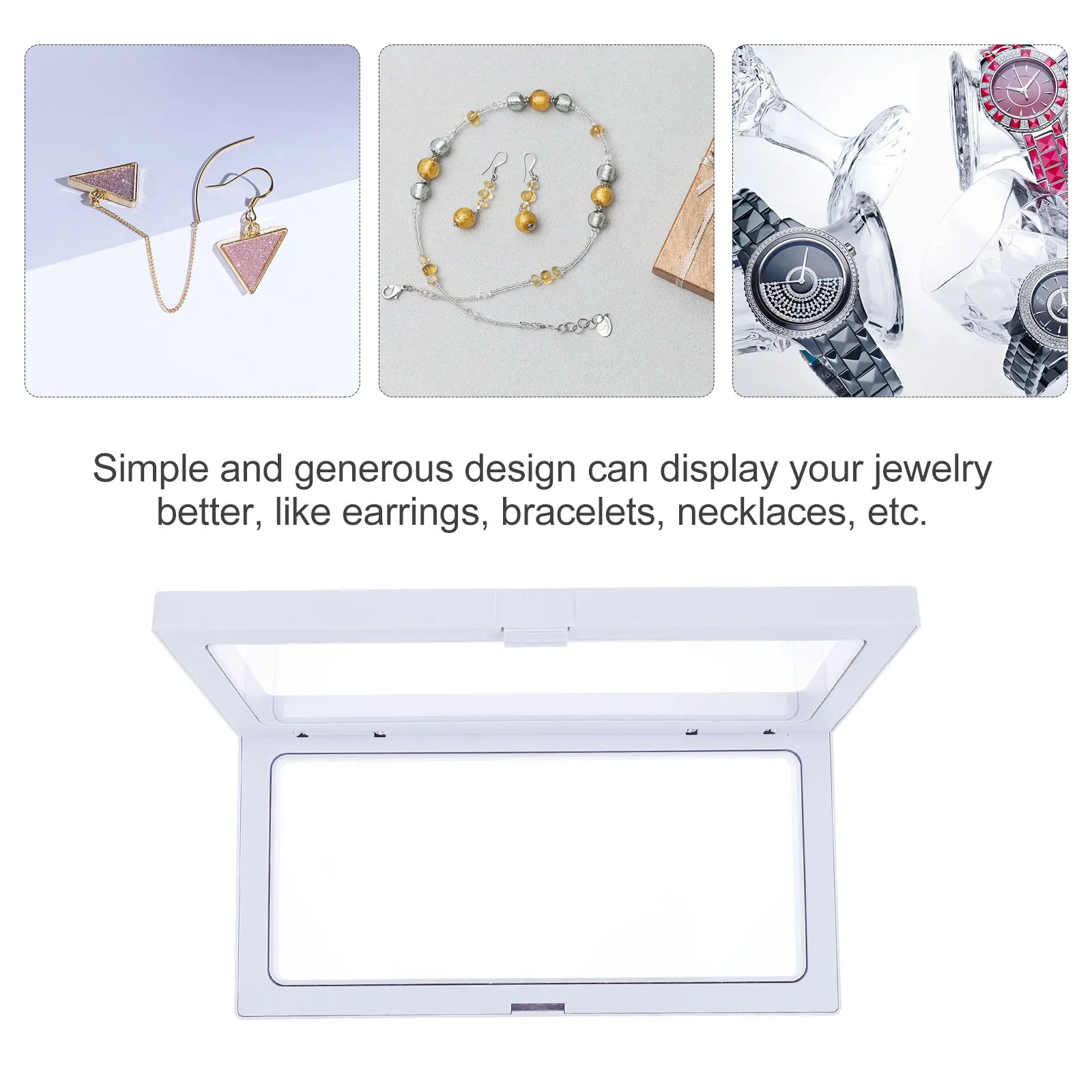 

2pcs Watch Storage Box Transparent Stand Jewelry Holder Earrings Necklaces Bracelets Coin Organizer Case Travel