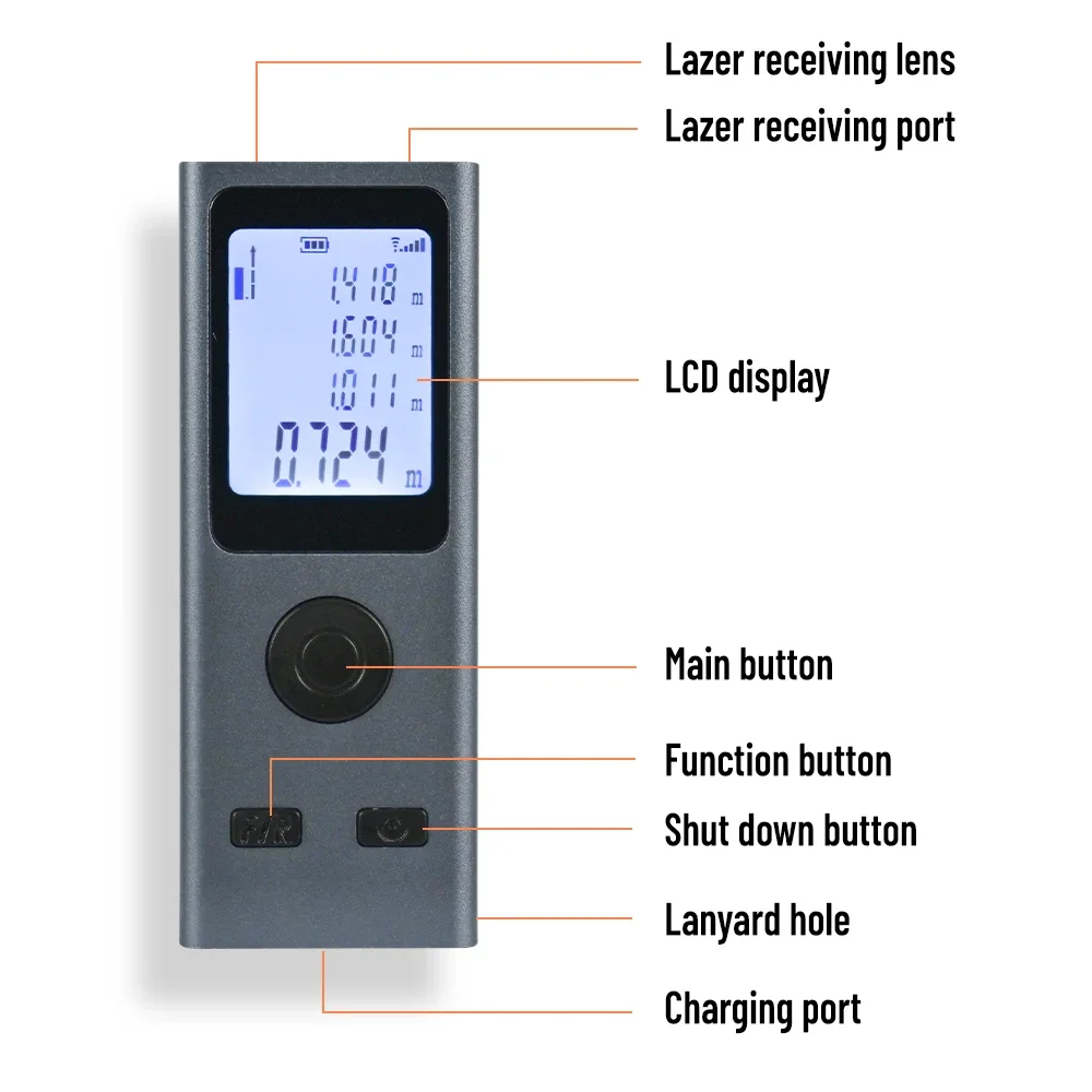 Portable Multifunctional Mini Laser Rangefinder USB Charged Digital Tape Measure Aluminum Alloy 30m/40m/50m Distance Laser Ruler