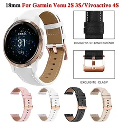 18 20mm PU Leather Watch Strap For Garmin Venu 2 Plus/sq2/Vivoactive 3 3S 4S Forerunner 245 645 158 55 Smart Bracelet Wristband