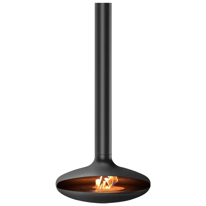 Hängender Kamin, echtes Feuer, Brennholz, B & B, Hotelvilla, Innenbereich, hängende fliegende Untertasse, Heizung, Alkoholzerstäubung, Dekoration