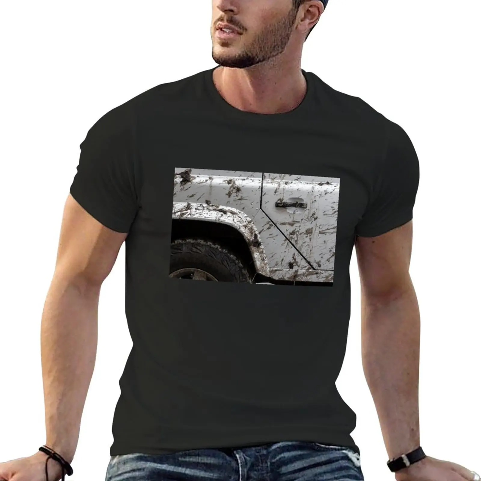 mud on a silver Defender T-Shirt Aesthetic clothing Tee shirt hippie clothes mens graphic t-shirts