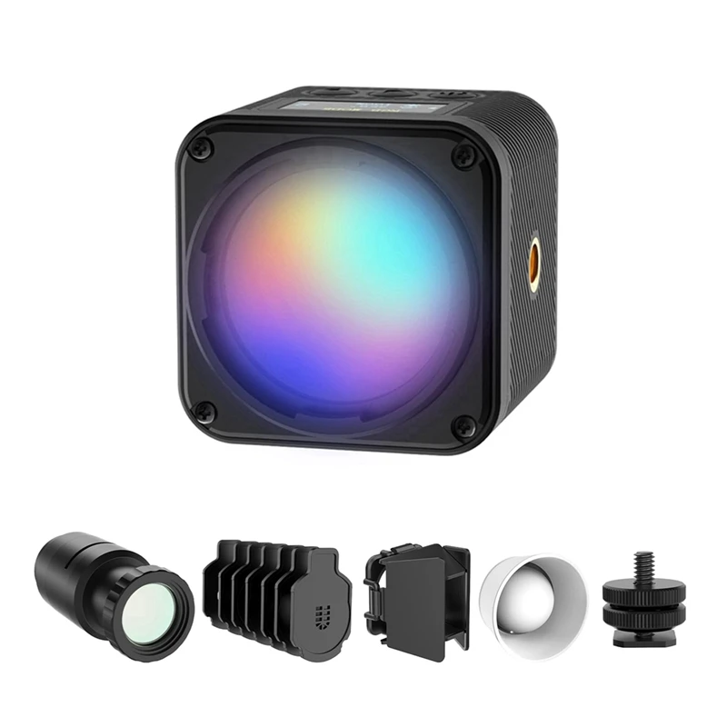 Ulanzi L3 RGB LED Video Light Waterproof Mini Cube Light Kit With Snoot Diffuser Barndoor 2700-7000K Color Temperature