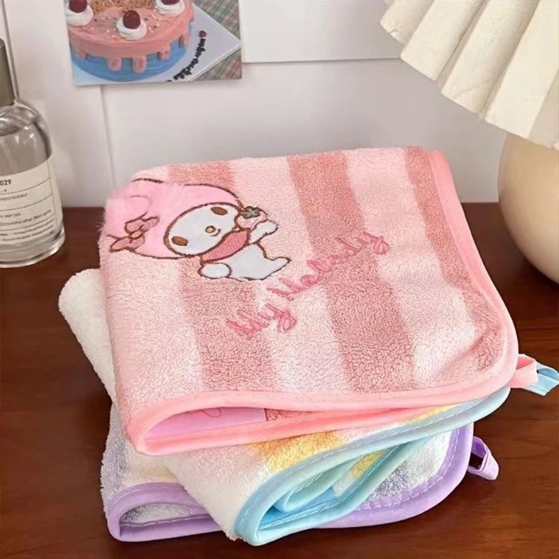 Kawaii Sanrio Kuromi My Melody Face Towel Girl Heart Cartoon Cute Cinnamoroll Anime Children Face Towel Coral Velvet Kid Gift