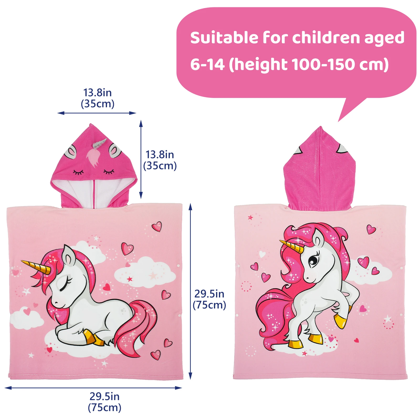 Cartoon Kids Hooded Bath Towel with Storage Bag Super Absorbent Quick-drying Beach Towel Soft Comfortable Children\'s Bathrobe