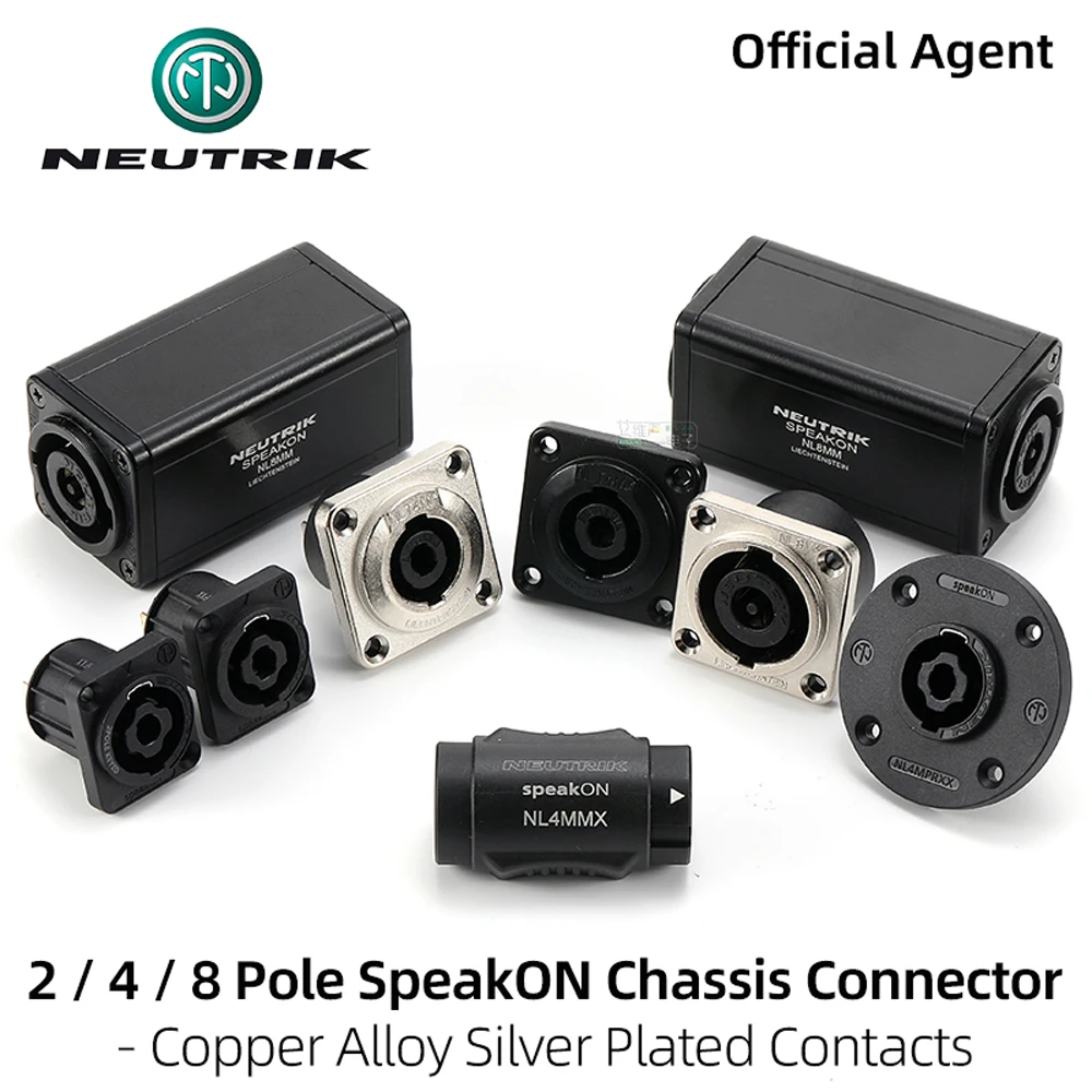 NEUTRIK 2 4 8 Pore speakON Speaker Connector NL2MPXX NL4MPXX NL8MPRXX PA/Metal Flange Socket Silver-plated Pin Chassis Connector