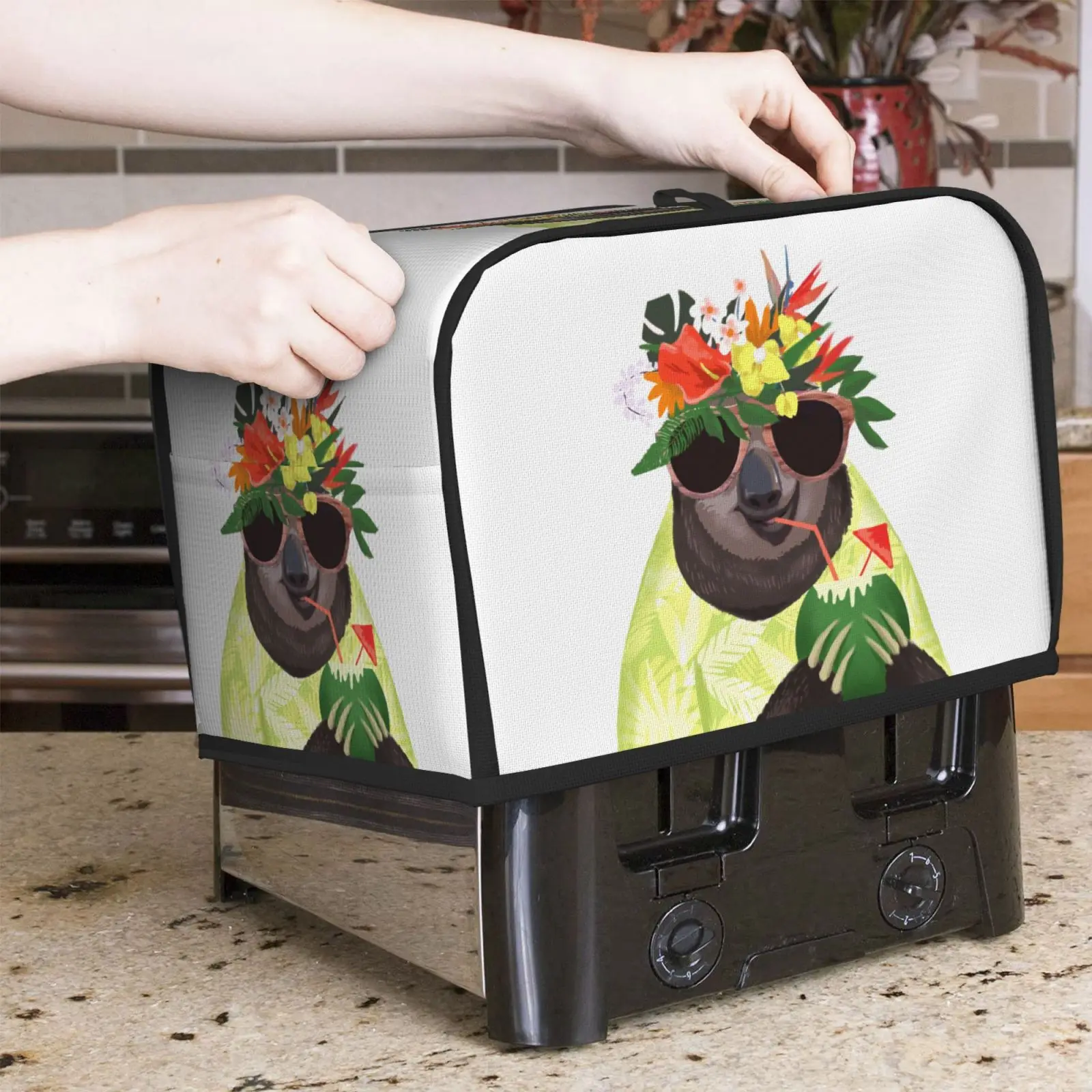 Sloth Toaster Cover 2/4 Slice Small Appliance Toaster Cover for Kitchen Universal Machine Washable Waterproof & Dust Protection