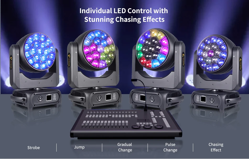 aicpose 19x40W RGBW Bee Eyes Moving Head Light Beam Washing Light geeignet für Hochzeiten, Bars, Clubs, Partys, DJ-Bühnenlichter – Detail 4