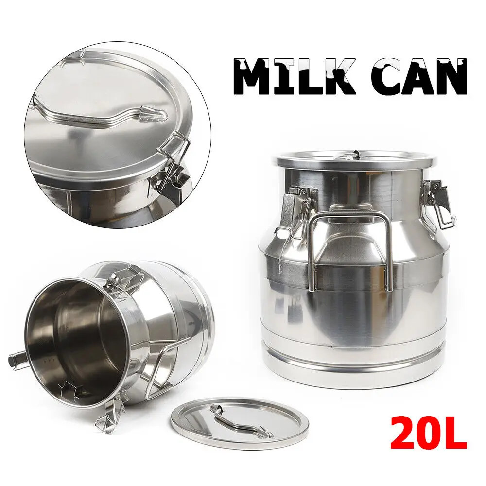 20L Stainless Steel Milk Can Canister Dairy Pot Bucket Liquid Storage Barrel For Home Application