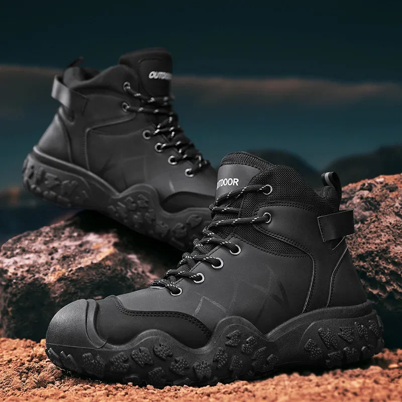 2025 Outdoorowe buty męskie Buty turystyczne dla mężczyzn Buty outdoorowe Ciepłe skórzane buty wspinaczkowe Wodoodporne antypoślizgowe męskie buty do kostki — zdjęcie 3