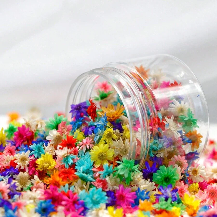 About 120PCS Artificial Flower Heads Handmade Candle DIY Dyed Small Daisy Resin Jewelry Fill Art Craft Home Decor Photo Prop