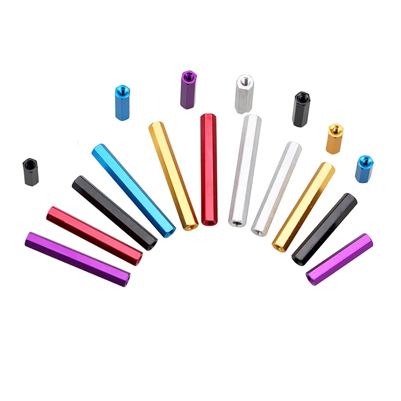 Weiyi Aluminiumlegierungs-Abstandshalter M3*6/8/10/12/15/18/20/21/22/23/25/30/35/37/40/45/50/55/60 Bunte Aluminium-Sechskant-Abstandsbolzen-Muttern – Detail 9