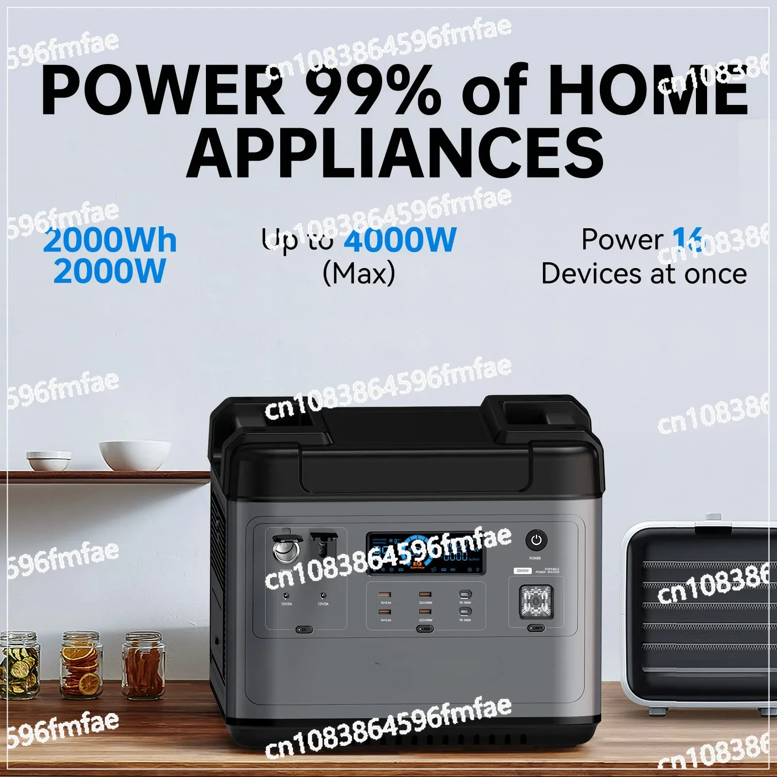 P2001E 2000W Powerstation Lifepo4 Super Fast Charge 2000Wh Home Use Portable Power Station Solar Generator for Outdoor Medical