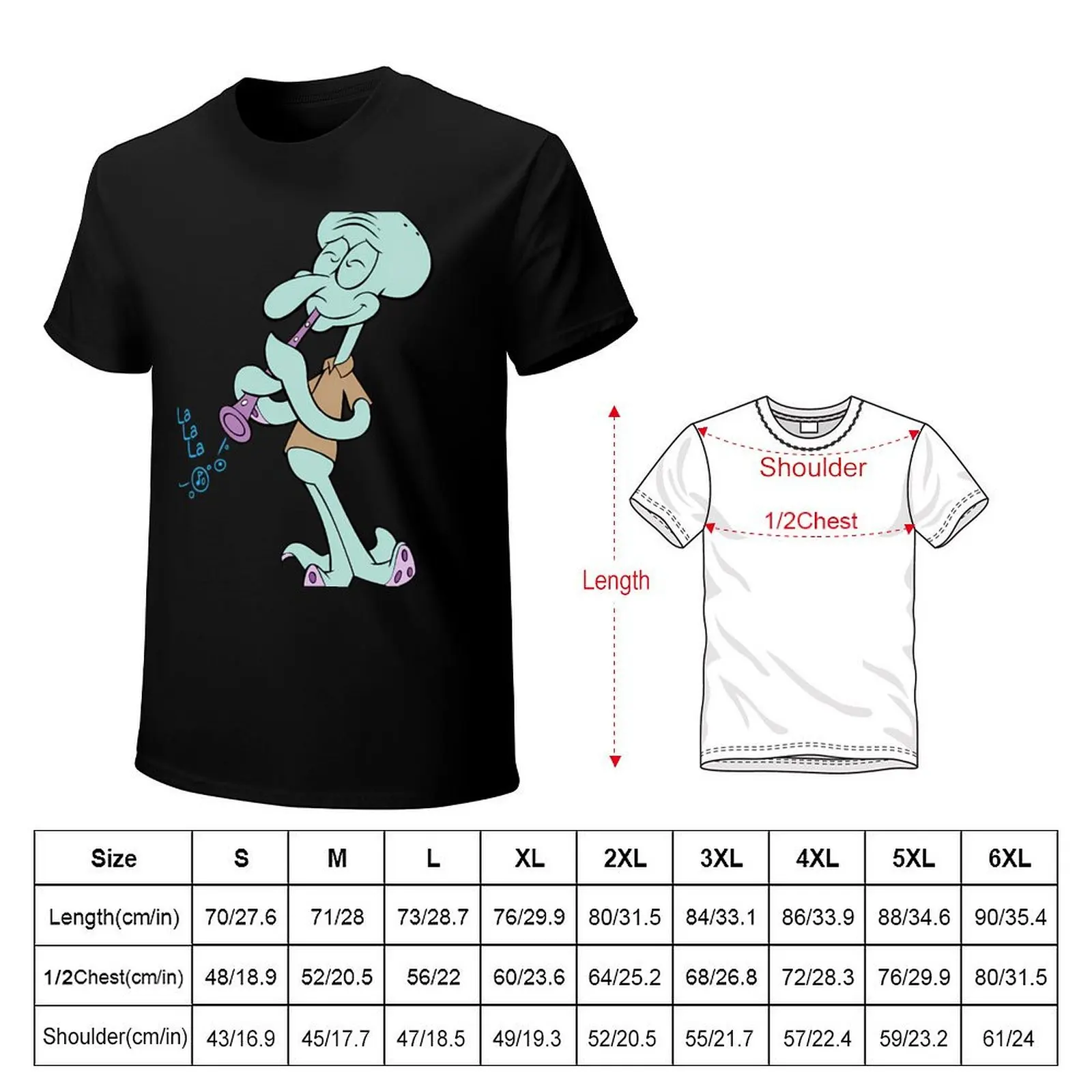 تي شيرت Squidward Clarinet تي شيرت كلاسيكي فاخر مصمم تي شيرت رجالي برسومات مضحكة