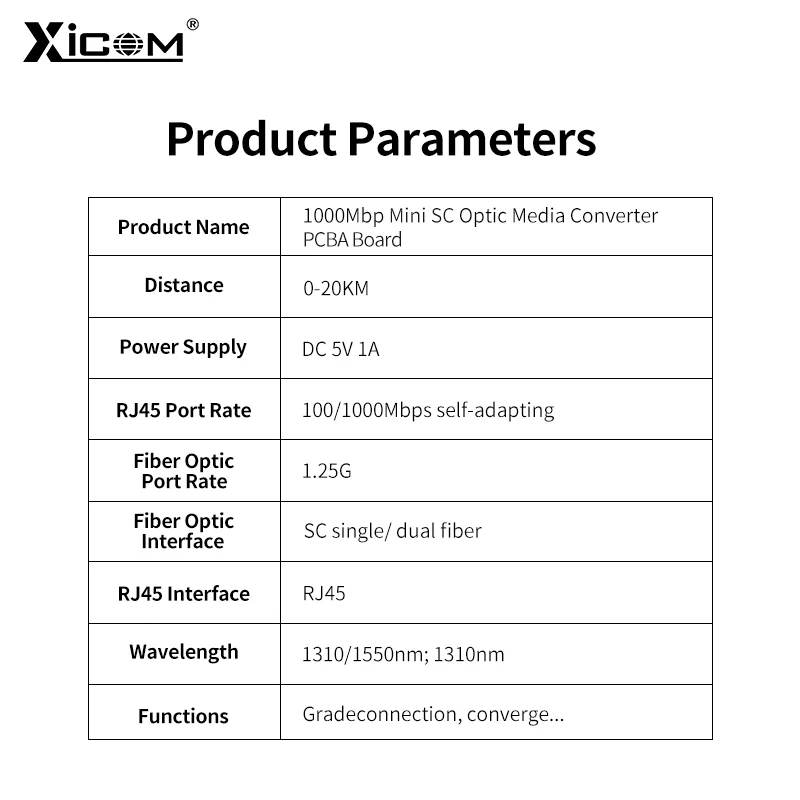 Imagem -02 - Mini sc Gigabit Óptica Media Converter a b 1f1e Pcba Board Singlemode Simplex Interruptor de Fibra 100 m 1000m Pares