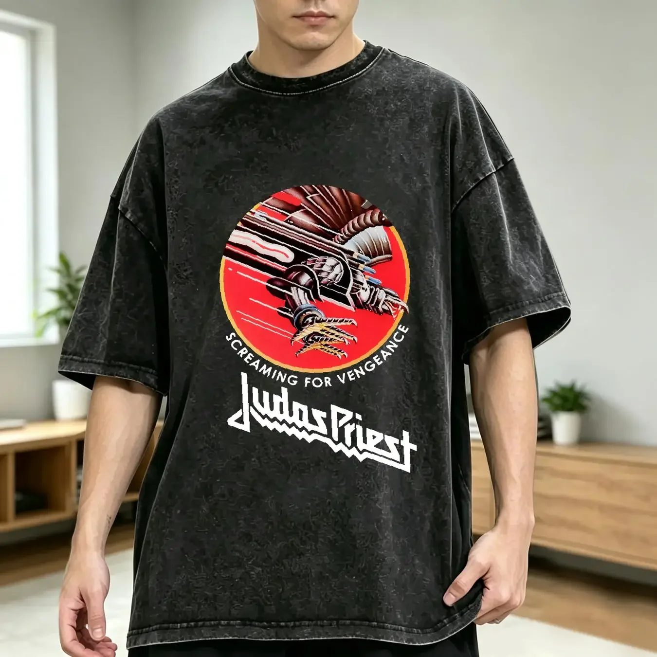 washed T Shirt Judas Priest Screaming For Vengeance Dtg Print Great hot new long or short sleeves vintage Washed