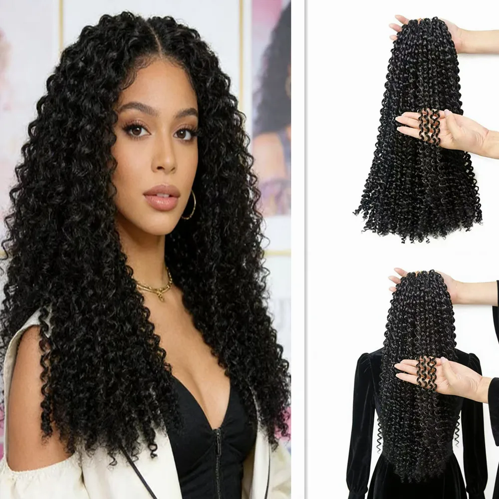 

18 Inch Pre-Twisted Passion Twist Synthetic Hair Water Wave Crochet Braids Extensions for Black Women Hair Styling