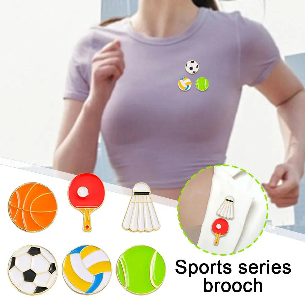 Cute Metal Enamel Sports Brooch Pins Ball Soccer Volleyball Brooches Unisex Basketball Jewelry Clothes Sportsman Tennis Bad E9z3