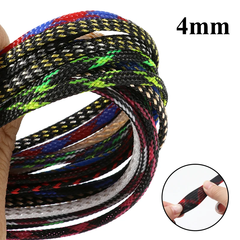 

1M~50M PET Expandable Cable Sleeve 4mm Tight Braided High Density Hardness Insulate Line Protect Sleeving Wire Wrap Gland Sheath