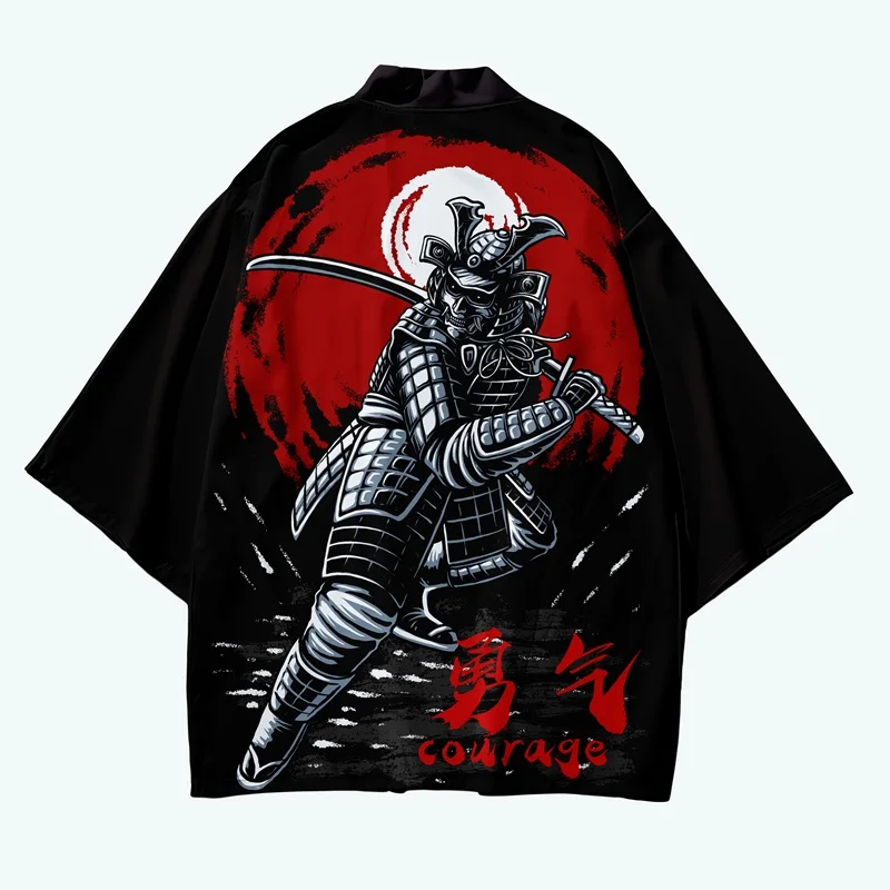 Trajes tradicionales japoneses para hombres, Print Samurai japonés, Haori Kimonos Yukata Harajuku, cárdigan, prenda de cárdigan